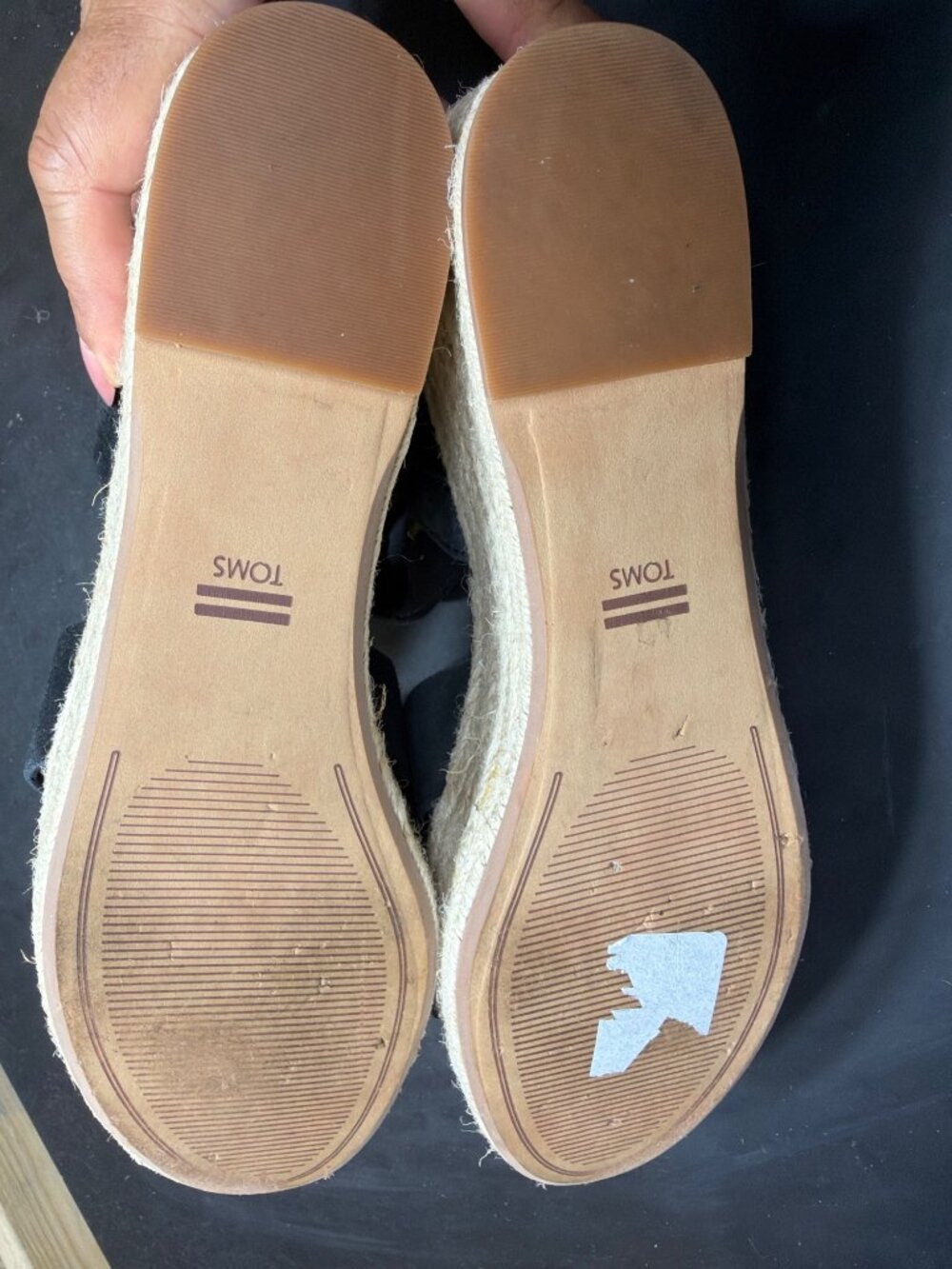 TOMS Monica Black Suede Espadrille Platform Wedge Sandals Women Size 7 US 37.5EU - Picture 7 of 9